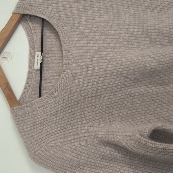Garnet Hill Oatmeal Beige 100% Cashmere Twist Front Chunky Knit Sweater Sz Large - Picture 6 of 17